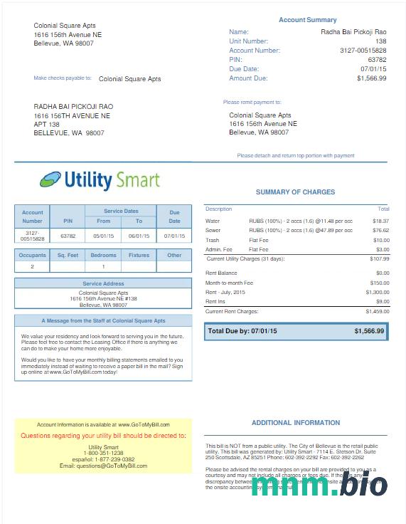 Wielka Brytania UTILITY SMART rachunek za media Word i PDF template